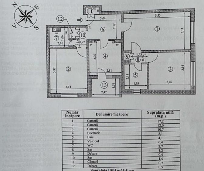 Apartament cu 3 camere semidecomandat în Crângași