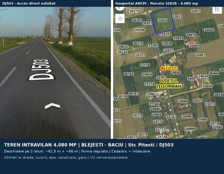 Teren agricol intravilan de 4080 mp, în Baciu