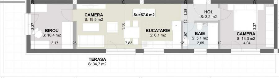Apartament cu 3 camere semidecomandat, mobilat în Sânnicoară
