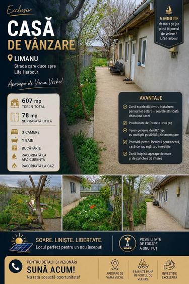 Casă cu Teren 607 Mp în Limanu