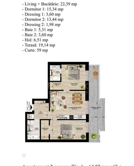 Apartament cu 3 camere în Pipera