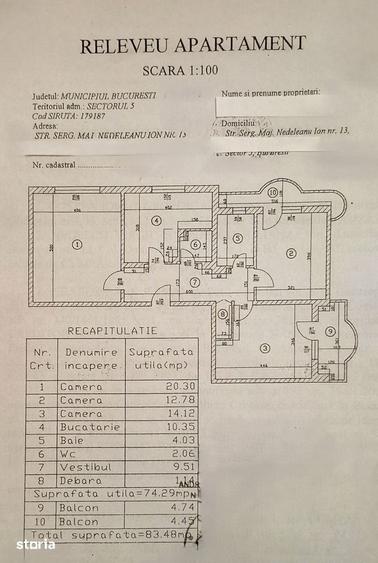 Apartament 3 camere, 2 balcone, zona 13 Septembrie - Marriott, 83.48mp - 1
