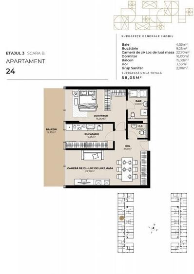 Apartament cu 2 camere în Gară
