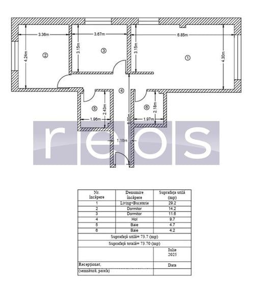 Apartament cu 3 camere decomandat în Străulești