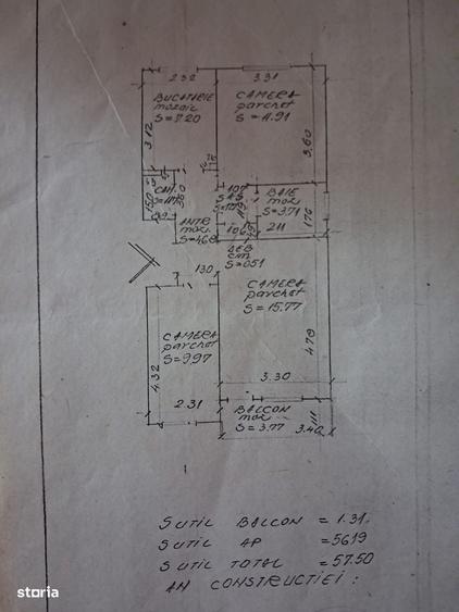 Ap.3 camere decomandate, etaj 2 Grigorescu, zona Taietura Turcului - 1