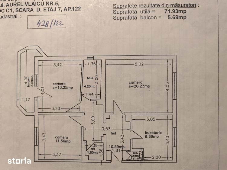 Apartament cu 3 camere decomandat, mobilat în Aurel Vlaicu