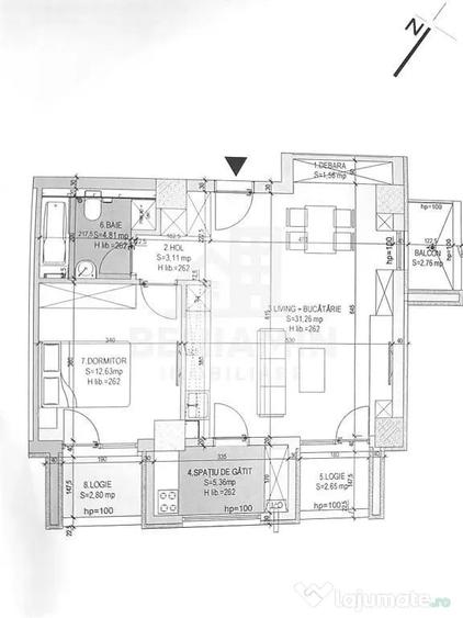 Apartament cu 2 camere semidecomandat în Rovine