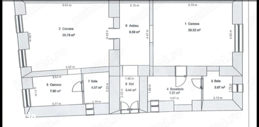 Apartament cu 3 camere decomandat, mobilat în Ultracentral