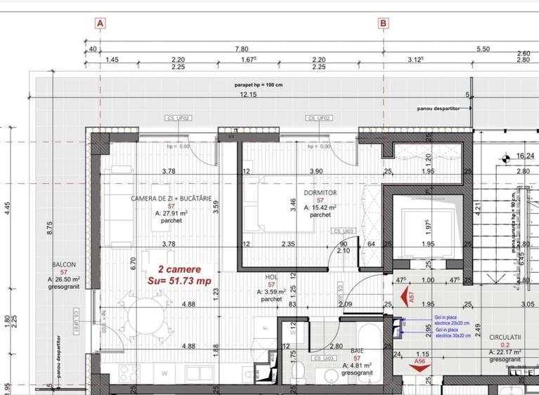 Apartament cu 2 camere în Central
