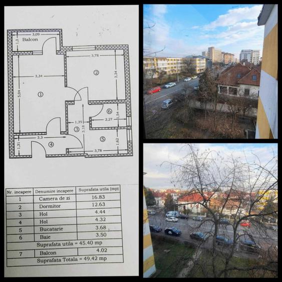 Apartament cu 2 camere decomandat în Central