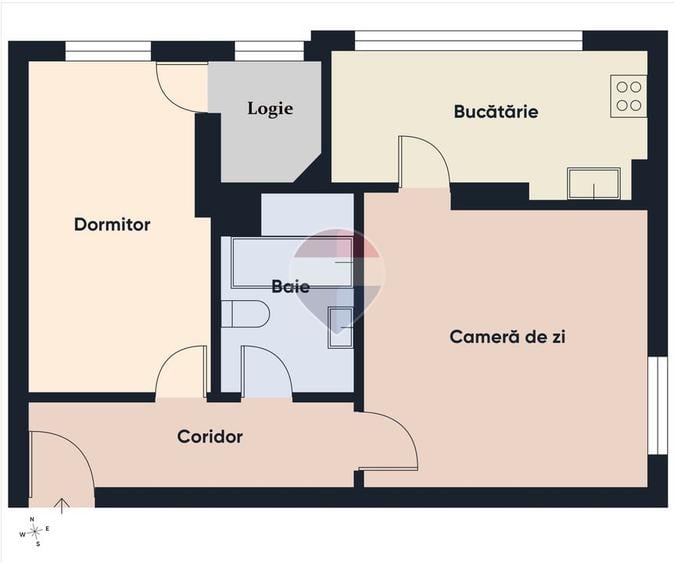 Apartament cu 2 camere semidecomandat, mobilat în Vest