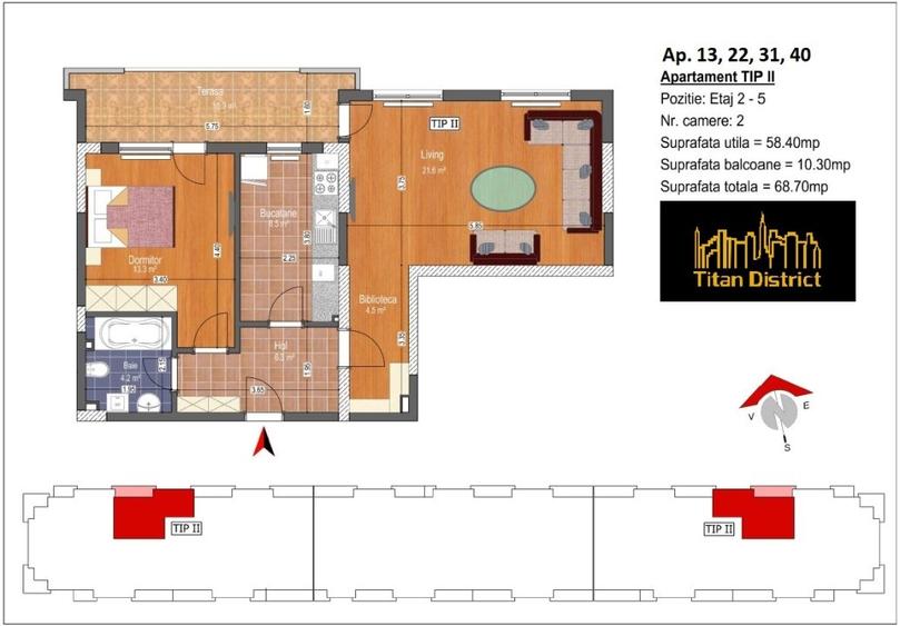 Apartament cu 2 camere decomandat în Titan — fotografia 1