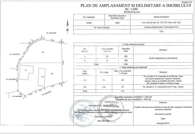 Casă cu 2 camere cu Teren 1000 Mp în Jucu