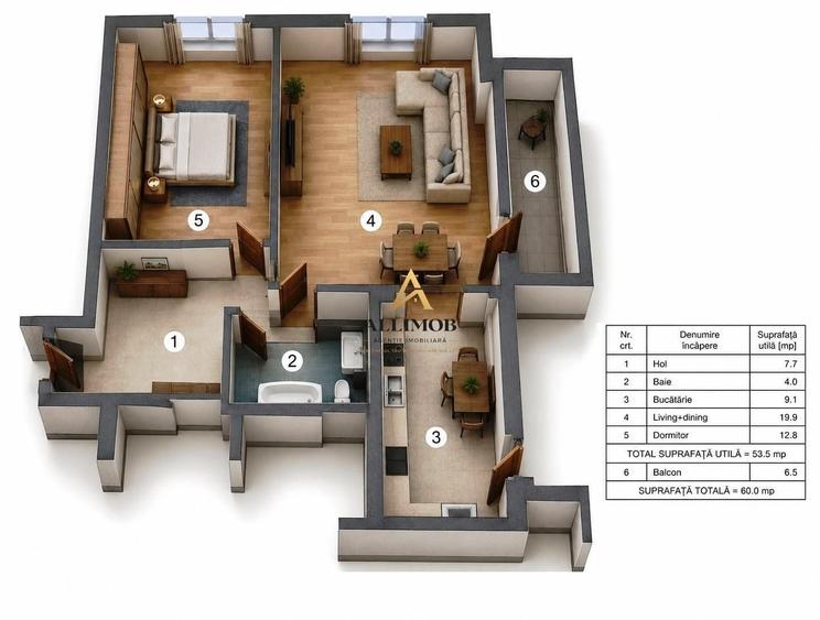 Apartament cu 2 camere în Central