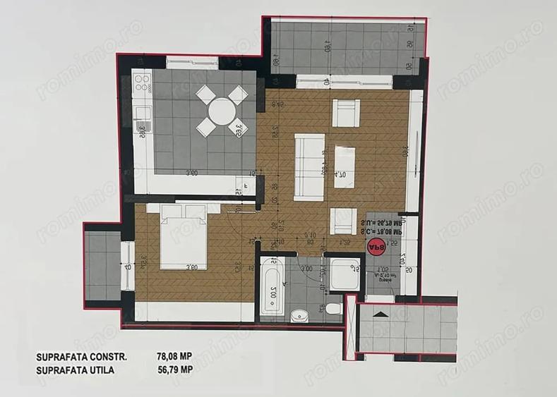 Apartament cu 2 camere semidecomandat în Sânmartin