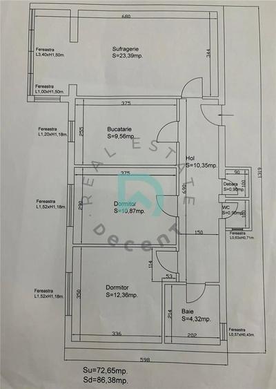 Apartament cu 3 camere decomandat în Calea București