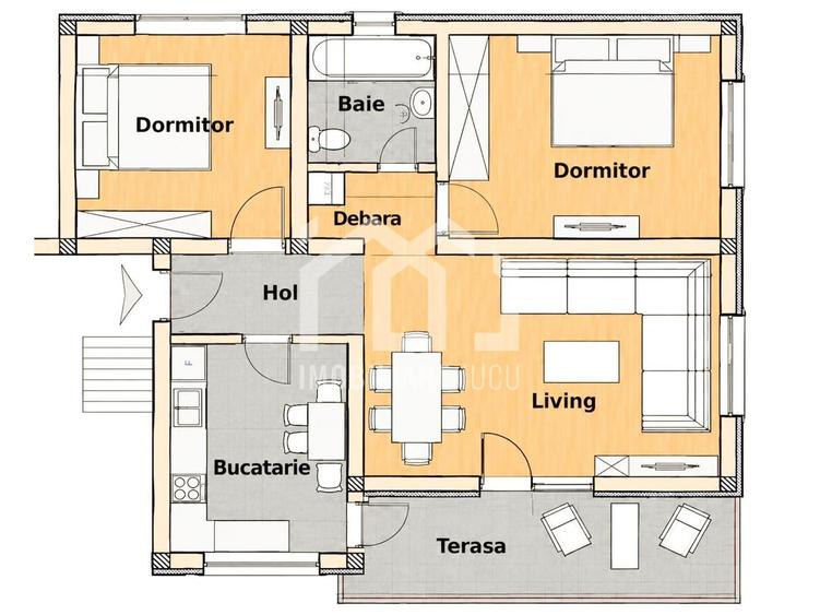 Apartament cu 3 camere semidecomandat, mobilat în Apahida