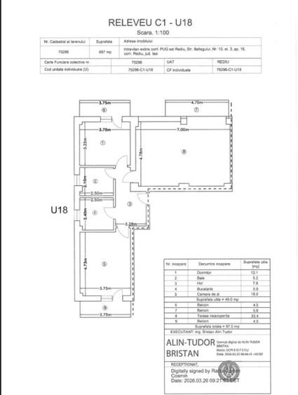 Apartament cu 3 camere semidecomandat în Rediu