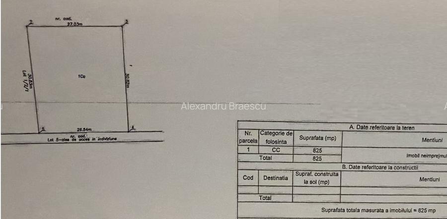 Teren 904 mp deschidere de 26, 5 ml Sat Costi, utilitati in apropiere