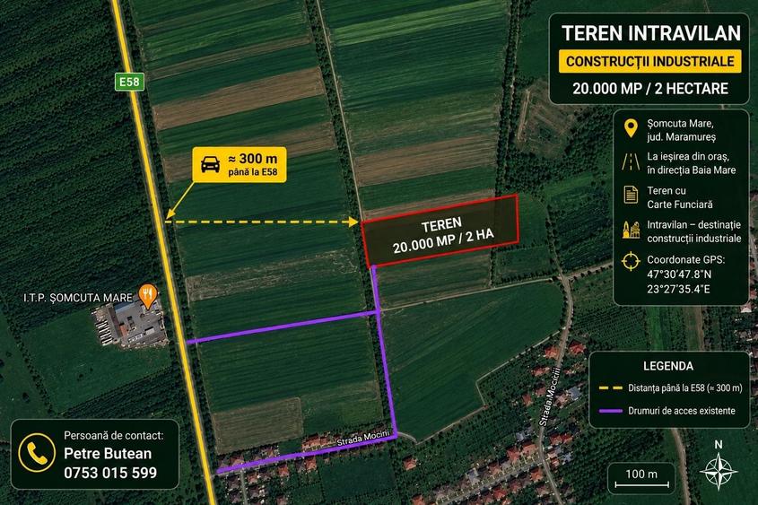 Teren intravilan 20.000 mp (2 hectare) constructii industriale Somcuta Mare, Maramures - 1
