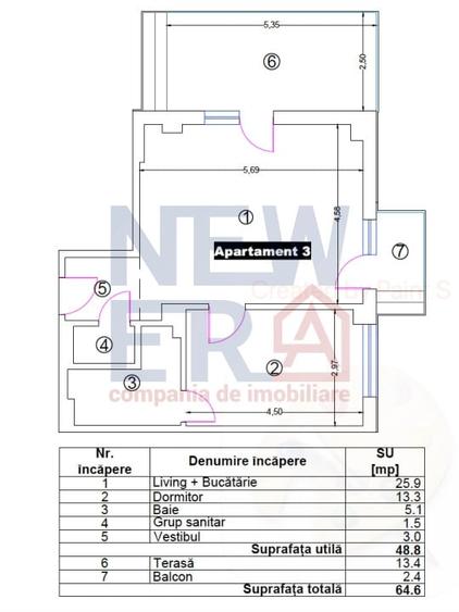Apartament cu 2 camere semidecomandat în Otopeni