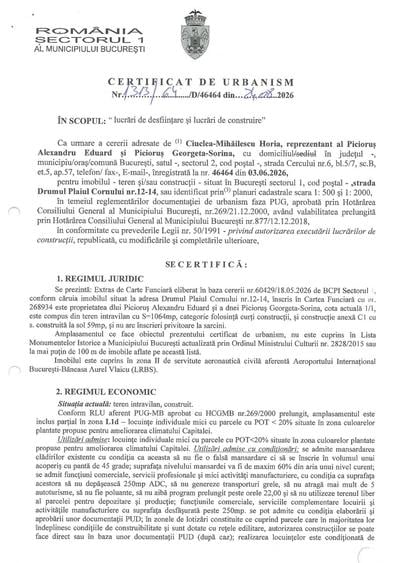 Teren de 1064 mp, în Sisești