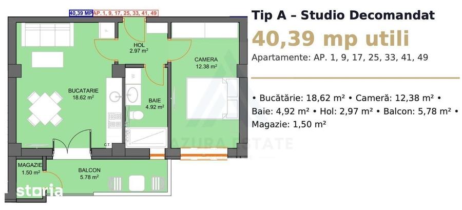 Apartament 40.39 mp utili balcon 7.3 mp lift si parcare pe Dna Stanca - 8