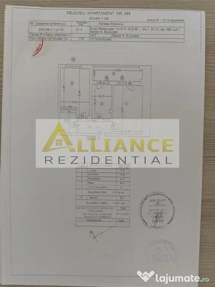 Apartament cu 2 camere decomandat în Metalurgiei