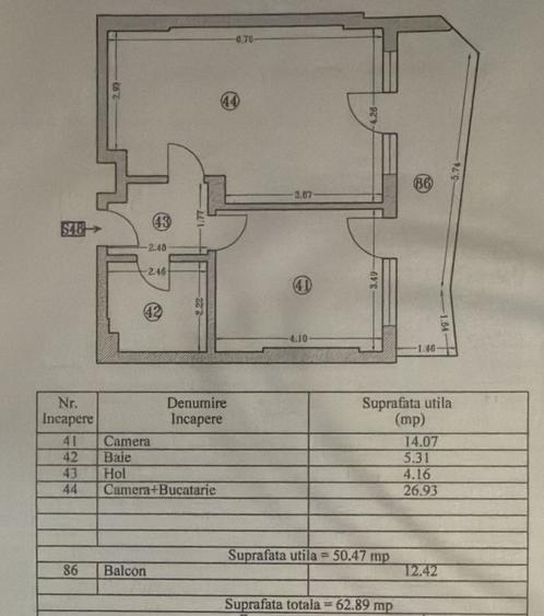 Apartament cu 2 camere în Nord