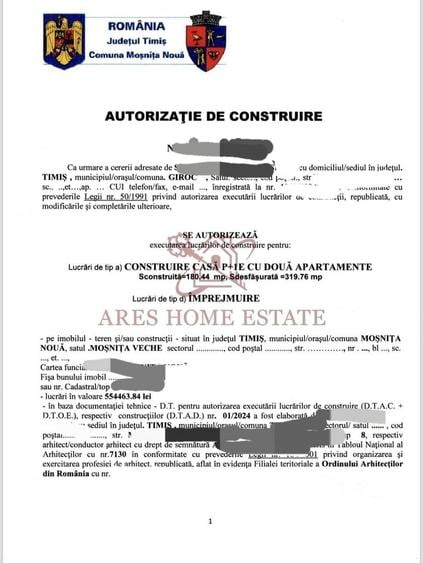 Teren Construcții intravilan de 611 mp, în Moșnița Nouă