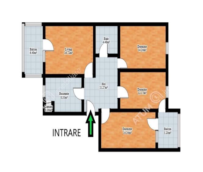 Apartament cu 4 camere decomandat, mobilat în Ștrand
