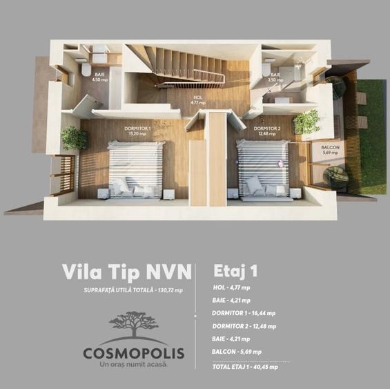 Duplex cu 4 camere cu Teren 250 Mp în Ștefăneștii de Jos