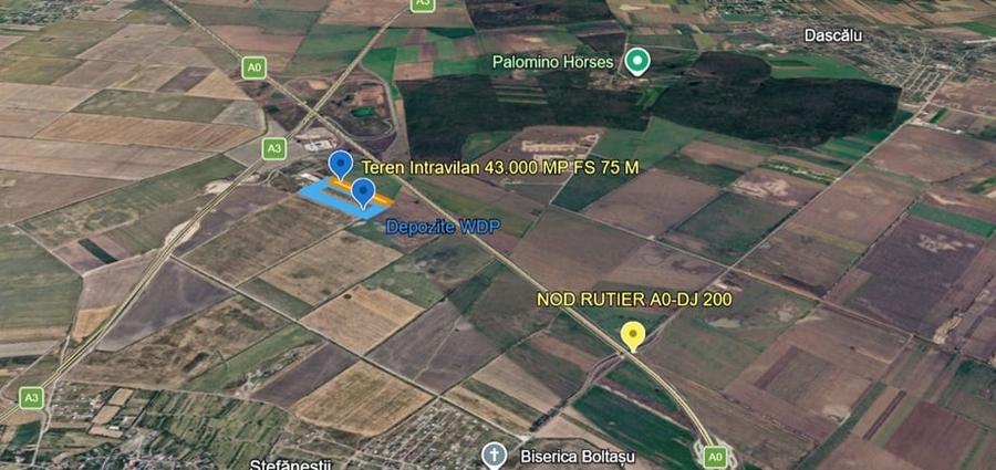 Teren Construcții intravilan de 43000 mp, în Ștefăneștii de Jos