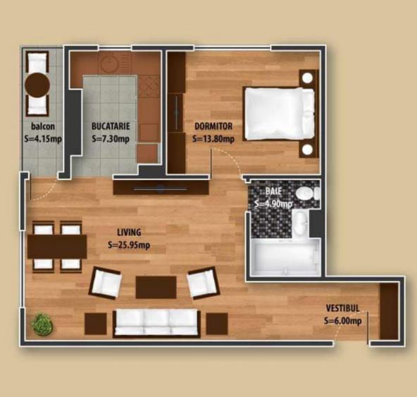 Apartament cu 2 camere semidecomandat în Dristor