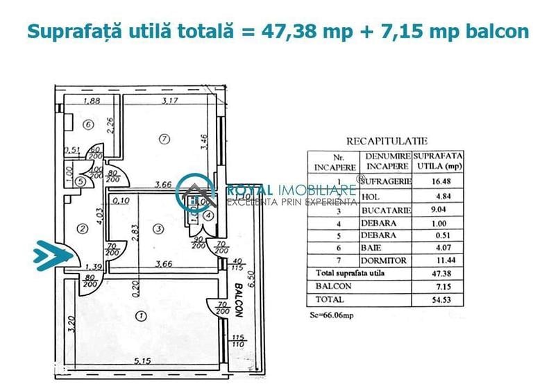 Apartament cu 2 camere decomandat, mobilat în Republicii