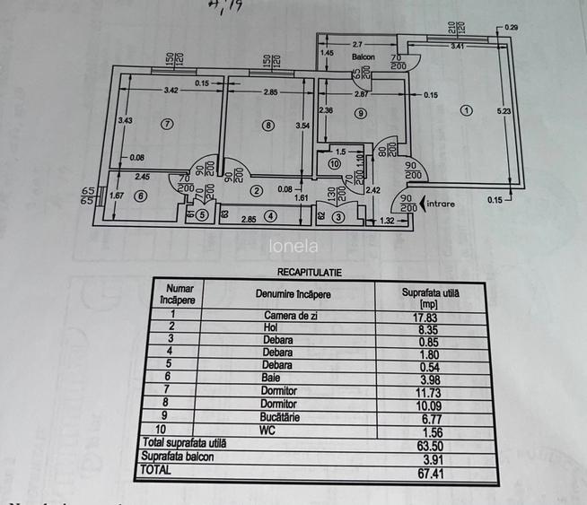 Apartament 3 camere , confort I , mobilat , utilat , centrala , aer conditionat , izolat termic .