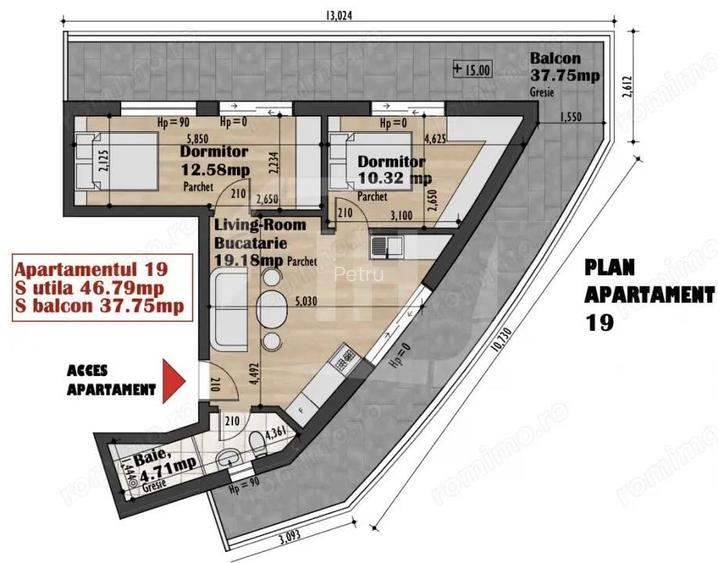 Apartament 3 camere, terasa 38 mp, bloc finalizat in cartierul Iris