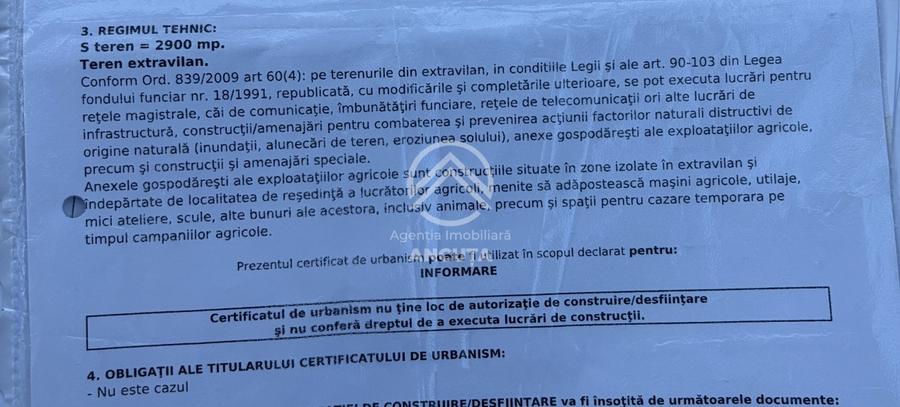 Teren extravilan de 2900 mp, în Sânnicoară