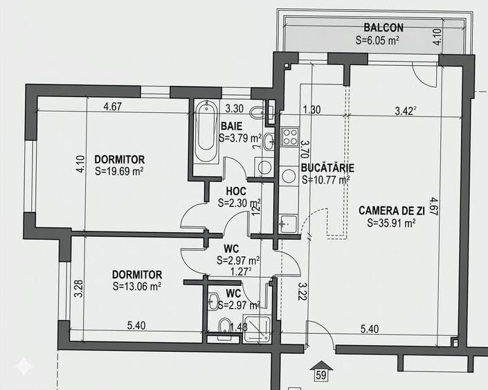 Apartament 3 camere, parcare, boxă, expunere sud | Coresi - 4