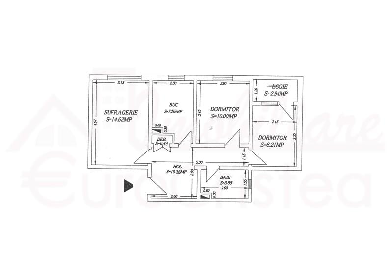 Apartament cu 3 camere decomandat în Central