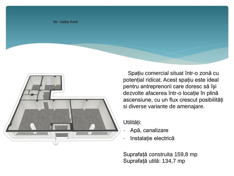 Spațiu comercial stradal de închiriat – Str. Valea Aurie, Sibiu (134,7 mp utili) - 2