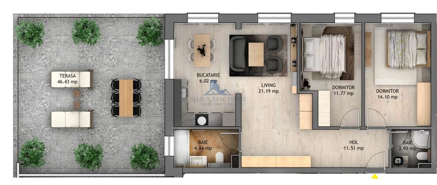 Penthouse cu 3 camere decomandat în Șelimbăr