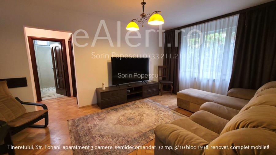 Apartament 3 camere decomandat, 72 mp, etaj 3/10 – Tineretului, strada Tohani. Apartament 3 camere decomandat, 72 mp, etaj 3/10 – Tineretului, strada Tohani.