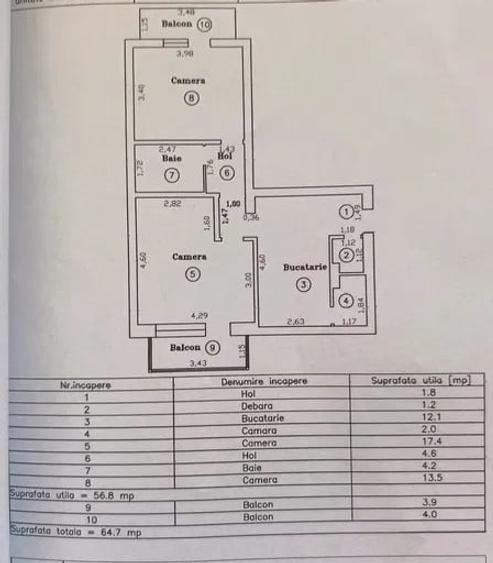 Apartament cu 2 camere decomandat, mobilat în Timocului-Șaguna