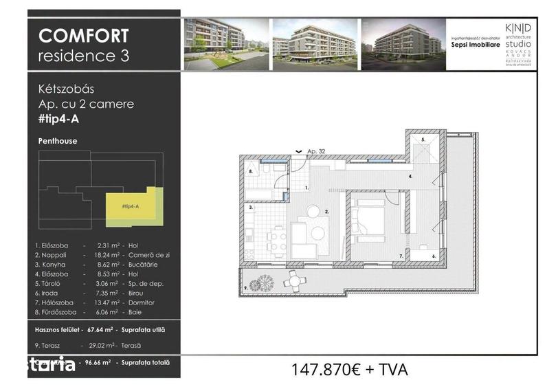 Apartament cu 3 camere în Central