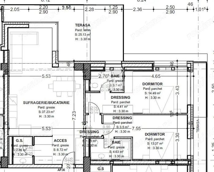 Apartament 3 camere, 93,5 mp, terasa 32,5 mp, zona centrala
