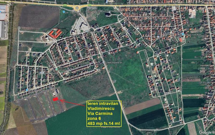 Teren intravilan 483 mp Vladimirescu Via Carmina str.Mesteacanului fs.14 ml - 1