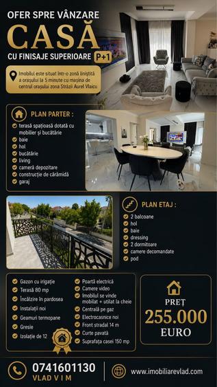 Ofer spre vanzare Casa P+1 finisaje Premium zona Str Aurel Vlaicu - 1