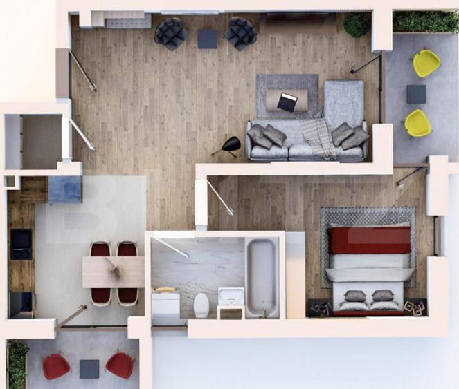 Apartament cu 2 camere, 52,5mp, Unirii Green Properties - 1
