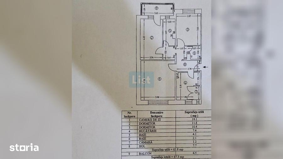 Apartament cu 3 camere decomandat în Traian
